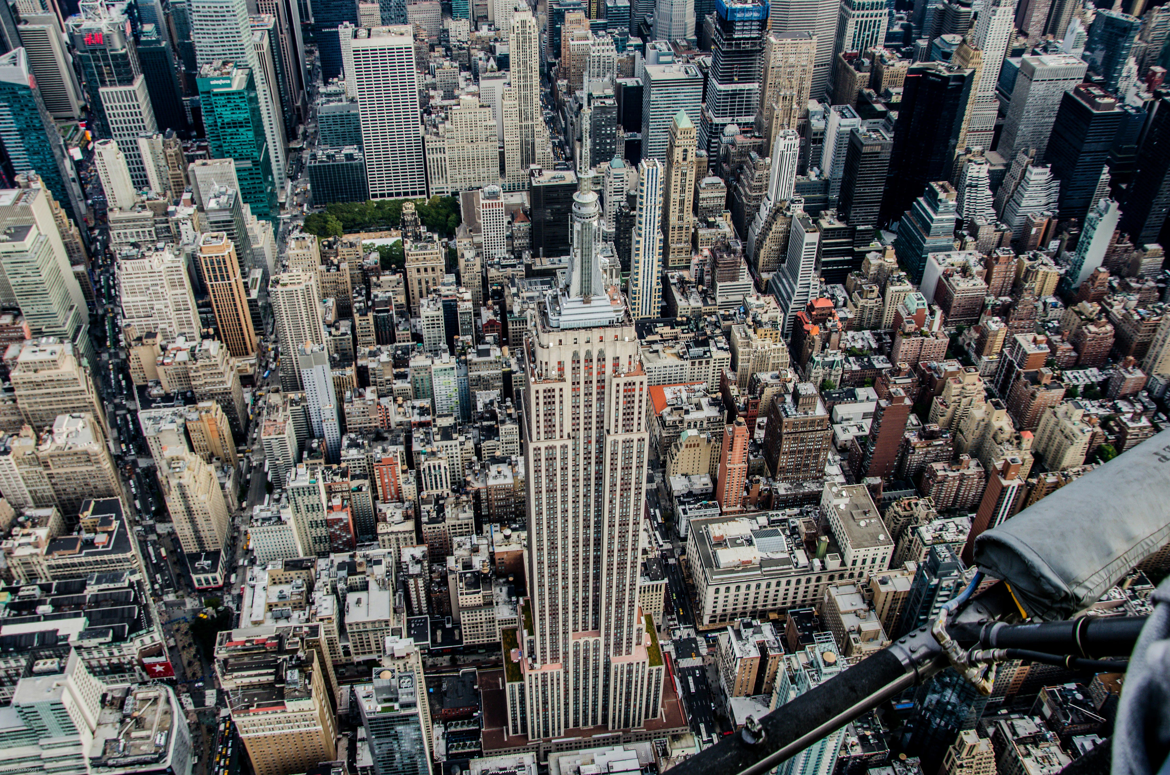 Birds eye view of NYC buildings